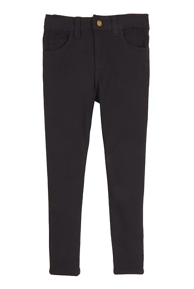 Little Girls Solid Skinny Leg Pants, Black, Size 5