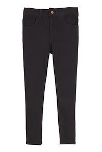 Little Girls Solid Skinny Leg Pants, Black, Size 5