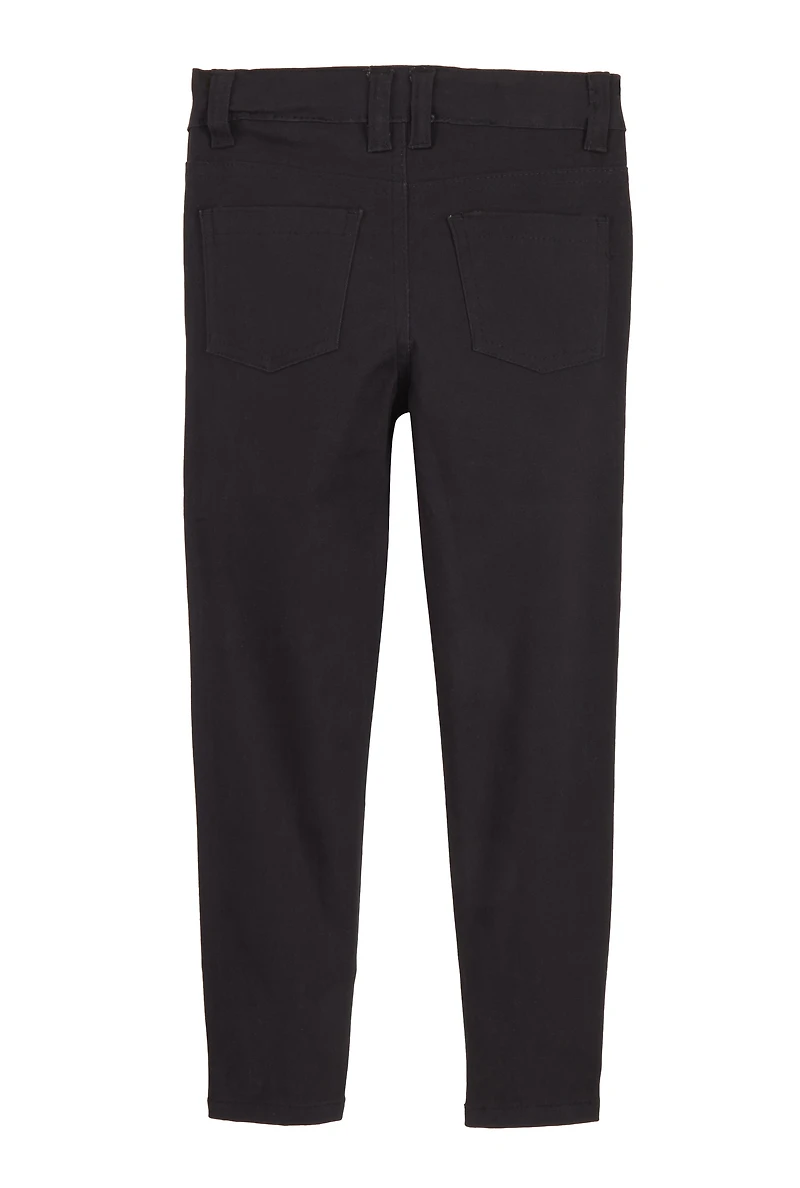 Little Girls Solid Skinny Leg Pants, Black, Size 5