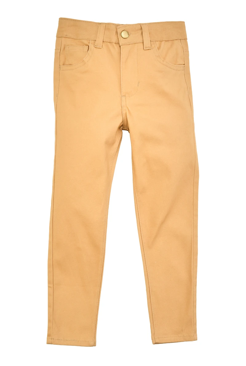 Little Girls Solid Skinny Leg Pants, Khaki,