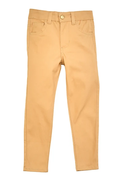 Little Girls Solid Skinny Leg Pants, Khaki, Size 6