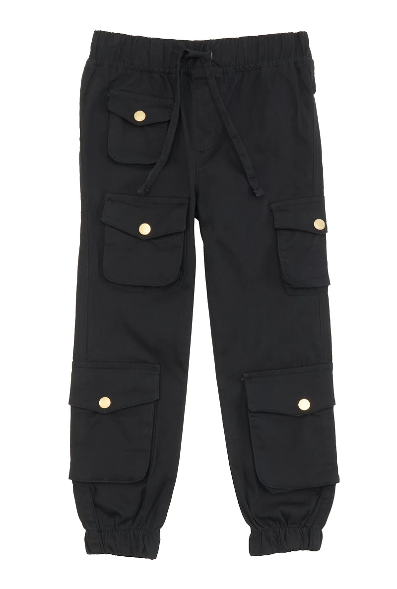 Little Girls Drawstring Cargo Joggers,