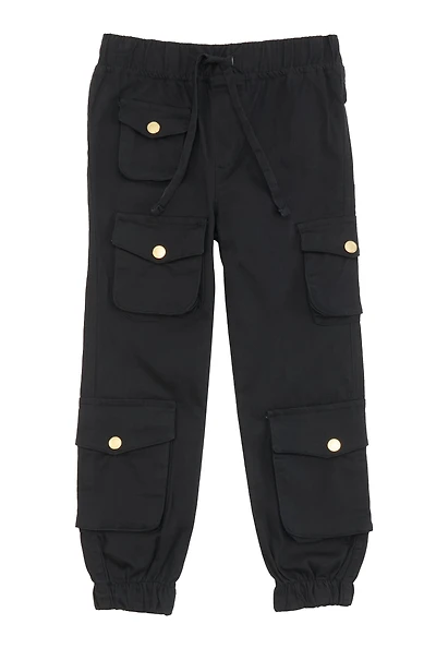 Little Girls Drawstring Cargo Joggers,