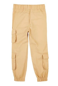 Little Girls Drawstring Cargo Joggers, Khaki,