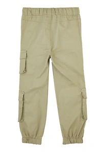 Little Girls Drawstring Cargo Joggers, Green, Size 5