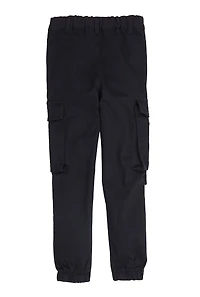 Little Girls Tabbed Cargo Pocket Joggers, Black, Size 6X