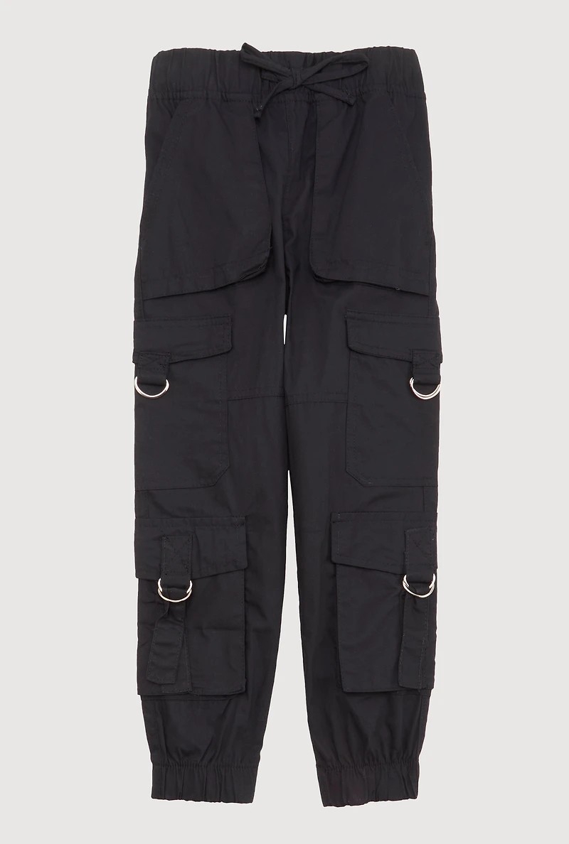 Little Girls D Ring Cargo Joggers,