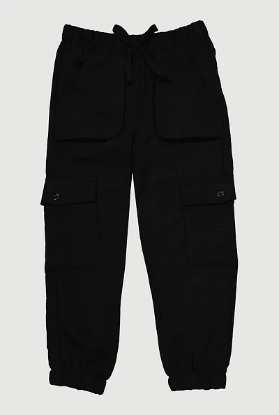 Little Girls Crepe Knit Cargo Joggers