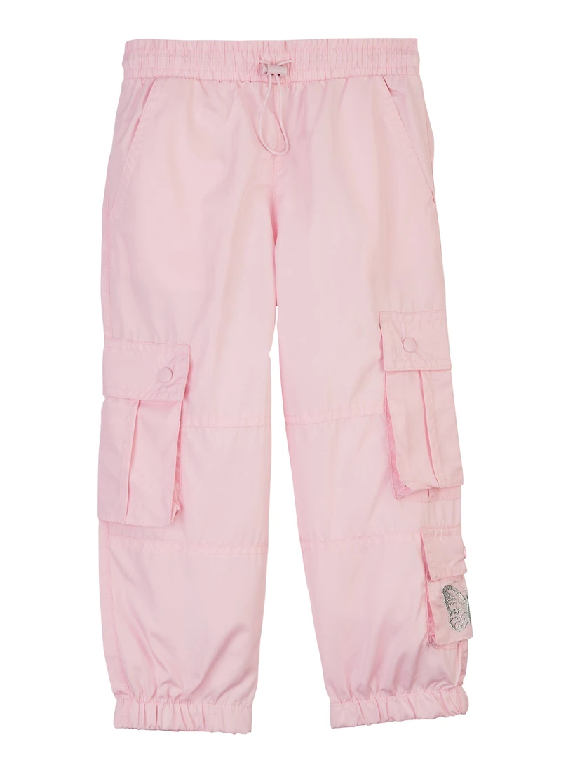 Little Girls Nylon Toggle Drawstring Cargo Joggers