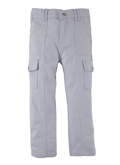 Little Girls Twill Cargo Pants, Grey, Size 4