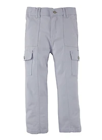 Little Girls Twill Cargo Pants, Grey, Size 4