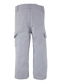 Little Girls Twill Cargo Pants, Grey, Size 4