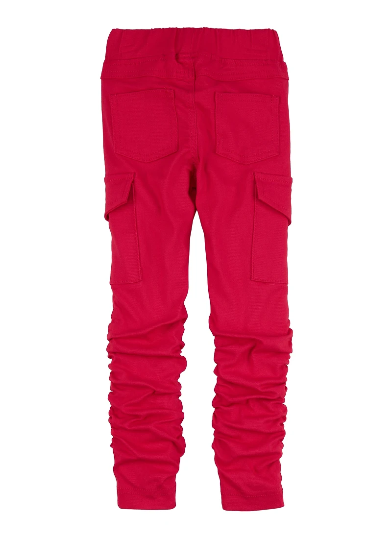 Little Girls Hyperstretch Cargo Pocket Stacked Pants, 4