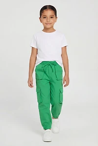 Little Girls Drawstring Detail Pull On Cargo Joggers