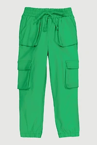 Little Girls Drawstring Detail Pull On Cargo Joggers