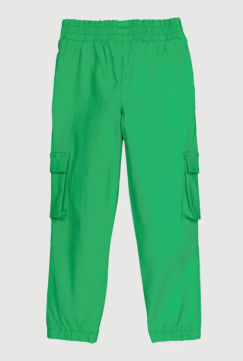 Little Girls Drawstring Detail Pull On Cargo Joggers