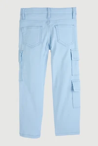 Little Girls Hyperstretch Straight Leg Cargo Pants, Blue,