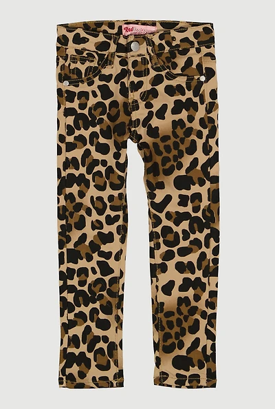 Little Girls Leopard Print Skinny Pants, Multi, Size 4