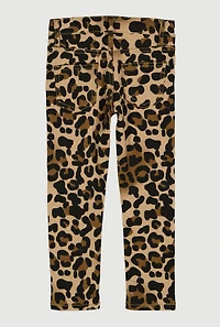 Little Girls Leopard Print Skinny Pants, Multi, Size 4