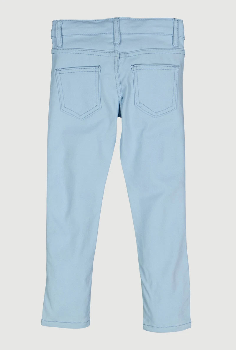 Little Girls Rhinestone Hyperstretch Skinny Pants, Blue, Size 5
