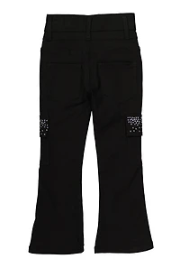 Little Girls Rhinestone Cargo Pocket Pants,