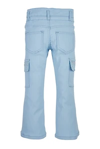 Little Girls Rhinestone Cargo Pocket Pants, Blue,