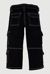 Little Girls Belted Decorative Stitch Utility Pants