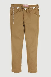 Little Girls Skinny Leg Pants with Butterfly Chain Belt