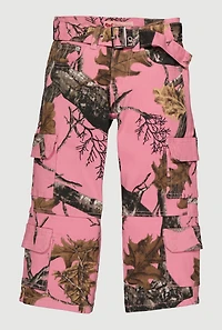 Little Girls Hunter Camo Belted Cargo Pants