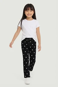 Little Girls Hyperstretch Heart Print Pants