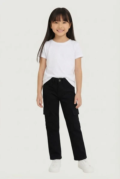 Little Girls Mid Rise Hyperstretch Cargo Pants
