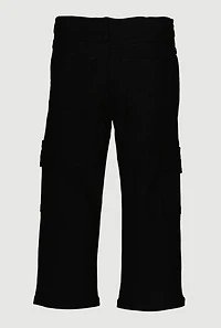 Little Girls Mid Rise Hyperstretch Cargo Pants, Black, Size 6