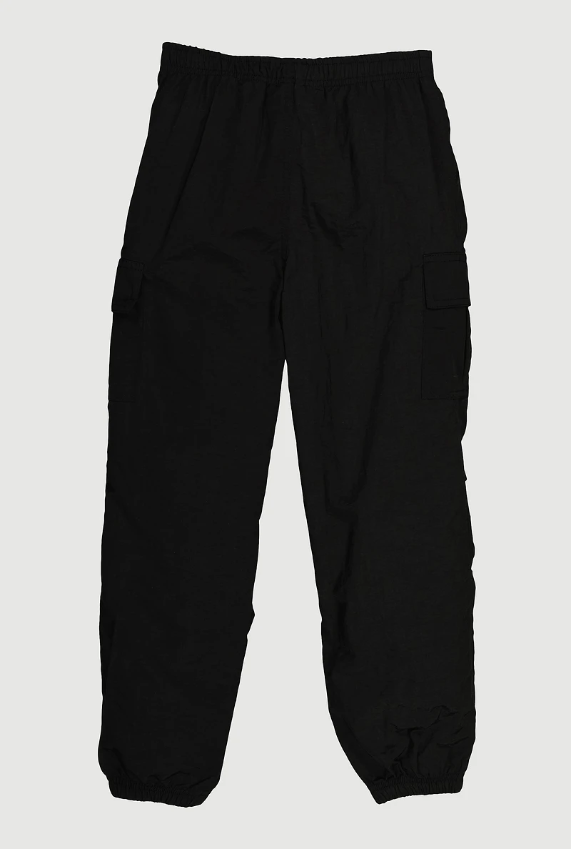 Girls Nylon Parachute Cargo Joggers,