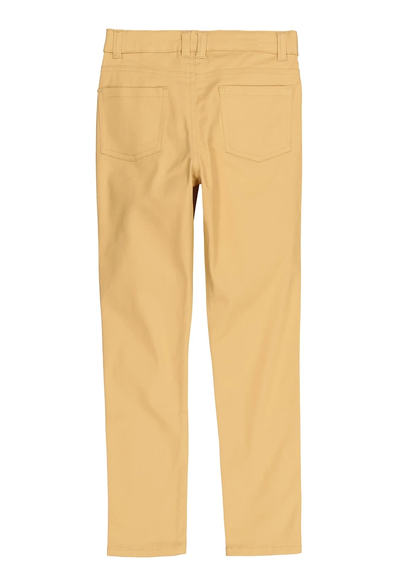 Girls Solid Pants, Khaki, Size 12