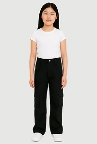 Girls Twill Straight Leg Utility Pants