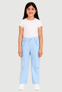 Girls Twill Straight Leg Utility Pants
