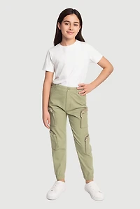 Girls Zip Pocket Caro Joggers, Green, Size 12