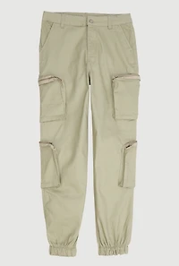 Girls Zip Pocket Caro Joggers, Green, Size 12