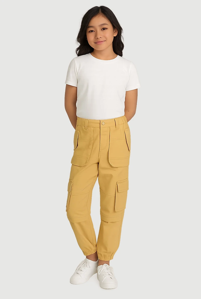 Girls Flap Pocket Cargo Sweatpants
