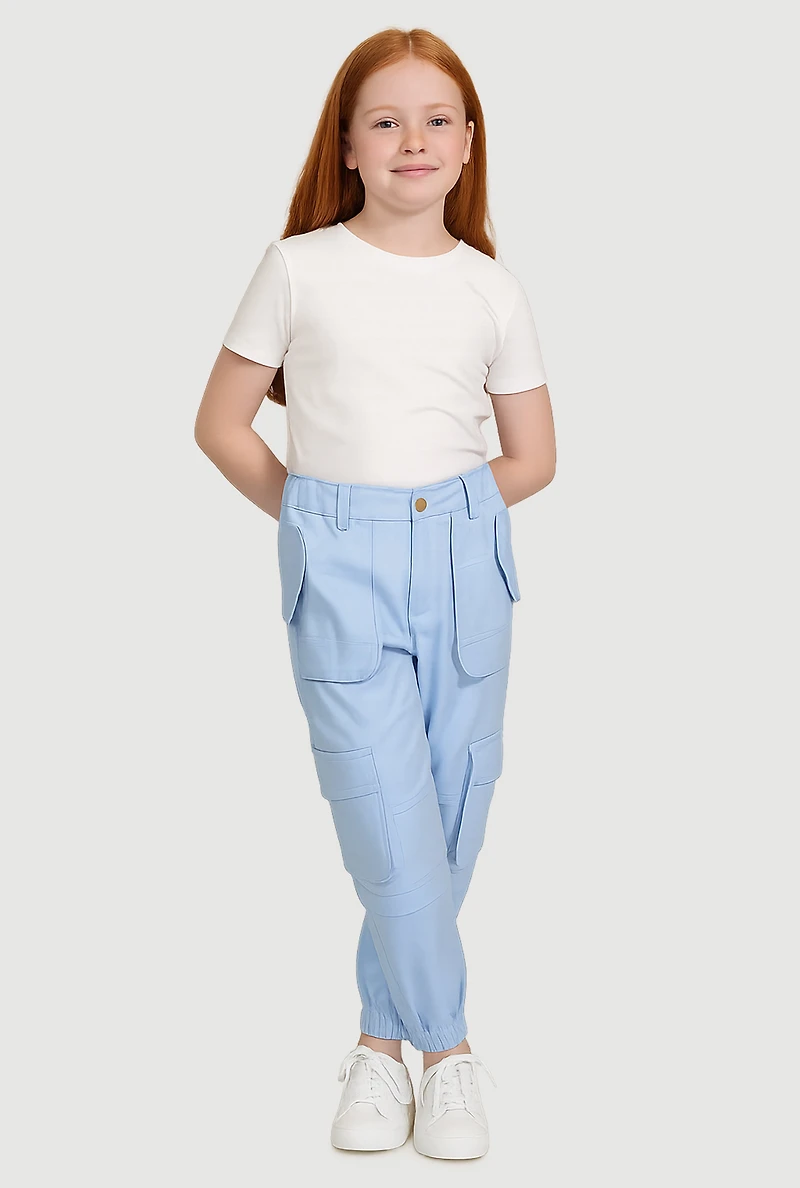 Girls Flap Pocket Cargo Sweatpants