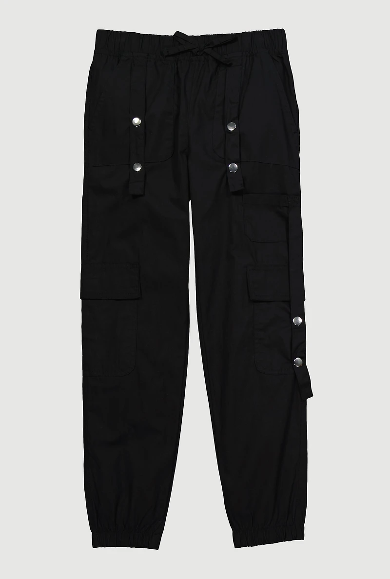 Girls Snap Button Detail Cargo Joggers, 12