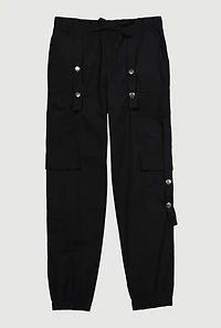 Girls Snap Button Detail Cargo Joggers, 12