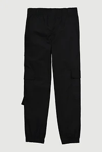Girls Snap Button Detail Cargo Joggers, Black, Size 12