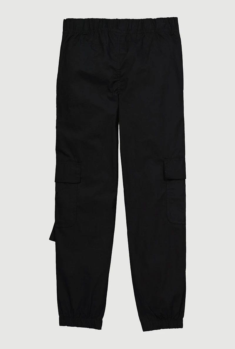 Girls Snap Button Detail Cargo Joggers, 12