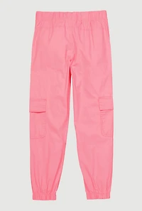 Girls Snap Button Detail Cargo Joggers, Pink, Size 10