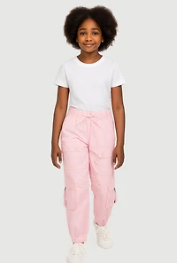 Girls D Ring Tabbed Cargo Joggers, Pink, Size 12
