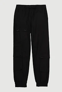 Girls Zip Detail Cargo Pocket Pants, Black, Size 7-8