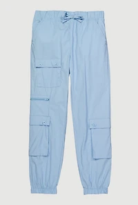 Girls Zip Detail Cargo Pocket Pants, Blue, Size 14-16
