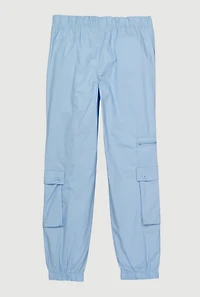 Girls Zip Detail Cargo Pocket Pants, Blue, Size 14-16