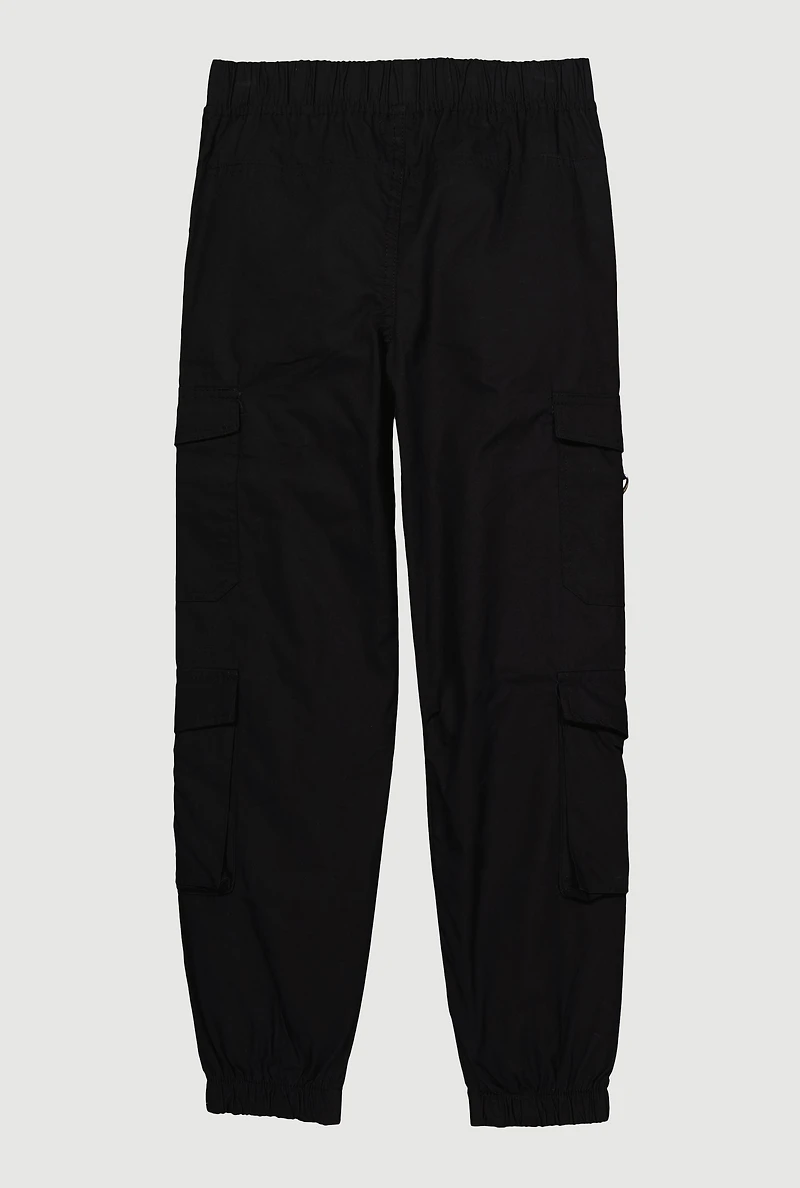 Girls Poplin D Ring Tabbed Cargo Joggers,